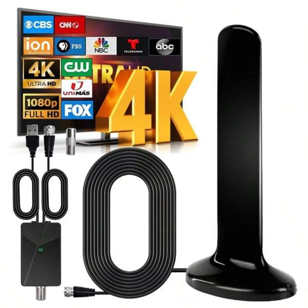 2025 New 4K HD Digital TV Antenna, Outdoor/Car/Home Use, Compact Size & Easy Storage, With Signal Booster Amplifier, 360° Ground Wave Signal Enhancement, Magnetic Design For Easy Installation