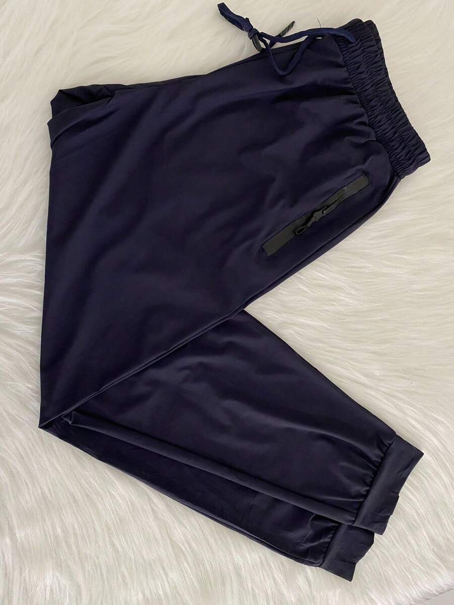 Quick-Drying Pants/Zipper Pocket/Elastic Waist/Sporty/Casual - Màu xanh hải quân - Xem 1