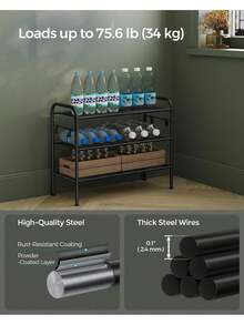 Shoe Rack, 3-Tier Shoe Organizer, Metal Shoe Shelf Storage With 4 Side Hooks, Holds 12 Pairs Of Shoes, Height-Adjustable Shoe Rack For Entryway, Hallway, Closet, Easy Assembly - Black - View 2