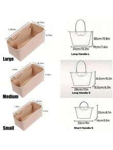 1 pièce Sac organisateur à poches multiples, organisateur de sac à main en feutre avec fermeture éclair, sac de rangement pour cosmétiques en tissu feutre avec fermeture éclair, sac de rangement de voyage léger et portable, organisateur d'insert de sac avec poches multiples, insert de forme pour petit sac à main, organisateur de sac dans un sac - Beige - Voir 4