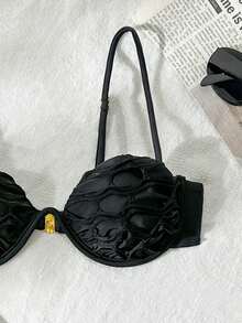 Bikinx Summer Beach Mesh Sexy Underwire Bikini Set, Contrast Color Swimsuit - Black - View 3