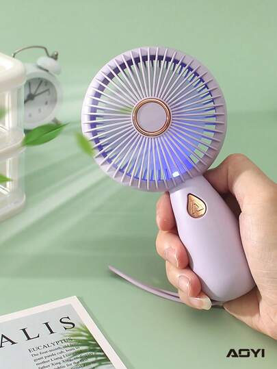 1 szt. Mini ręczny wentylator do rzęs, przenośny wentylator podróżny, 3 prędkości silnego wiatru, tryb oświetlenia, zasilany akumulatorem osobisty przenośny wentylator, odpowiedni na plażę, wakacje, do domu, szkoły, biura, dojazdy, do użytku na zewnątrz