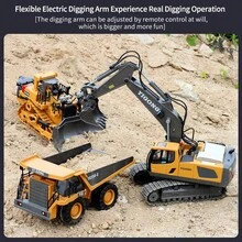 Channel 17 Remote Control Excavator Toy For Boys, Equipped With Metal Bucket/Spray/Light/Sound, 2.4Ghz Remote Control Bulldozer, Remote Control Stunt Construction Vehicle Toy Gift - Multicolor - View 6