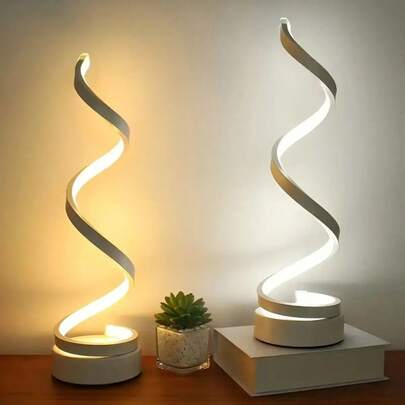 2 Sets Modern Table Lamps, Dimmable Spiral Bedside Lamps, 3-Color 10-Brightness LED Desk Lamp For Bedroom, Living Room, Office