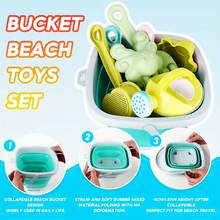 Foldable Beach Toys - Bucket And Shovel Set, Travel-Friendly Sandbox Toys, Beach Castle Building Toys, Suitable For Sandcastles, Beach Entertainment Toys, Children Beach Toys, Convenient Digging Sand Kit, Pool Tools, Foldable Small Bucket, Baby Sand Play Interactive Toys, Summer Beach Toy Set