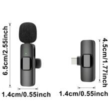 Wireless Lavalier Lapel Microphone For Iphone TypeC Android Camera Plug-Play Professional Noise Reduction Recording Clip Mic For Creator Interview