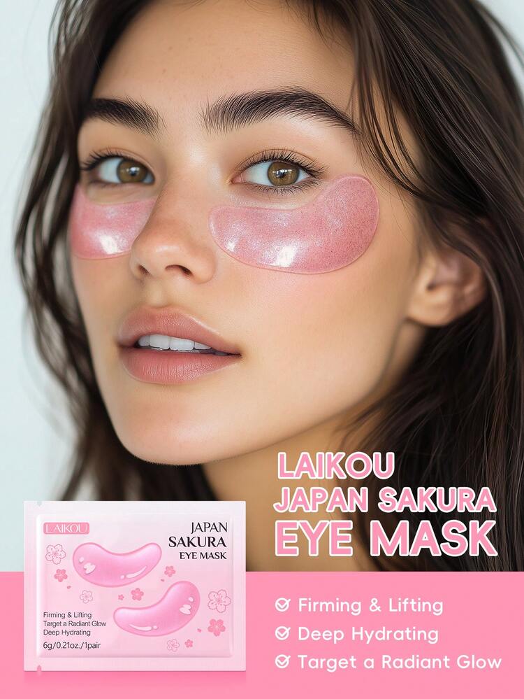 3 قطع / 5 قطع / 10 قطع / 20 قطع / 60 قطع / 100 قطع أقنعة عين زهرة الكرز اليابانية من LAIKOU، 6 جرام، مرطبة، مضيئة، مضادة للشيخوخة، كريم عناية بالعين مغذي، يقلل من الخطوط الدقيقة، مناسبة لجميع أنواع البشرة، العناية اليومية للنساء والأمهات والزوجات والأخوات والمراهقات والصديقات، العناية بالعين، قبل المكياج SPA - وردي - مشاهدة 3
