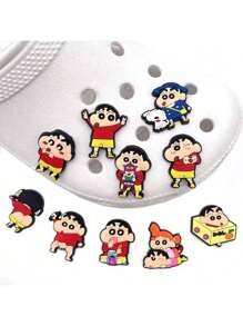 10 piezas de Dijes de Zapato con estilo Anime Crayon Shin-Chan, accesorios kawaii para zapatos, decoración DIY, regalos, coleccionables para fanáticos