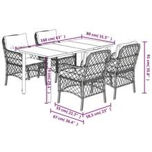vidaXL Set da Pranzo da Giardino 5 pz Nero con Cuscini in Polyrattan - nero - Visualizzare 6