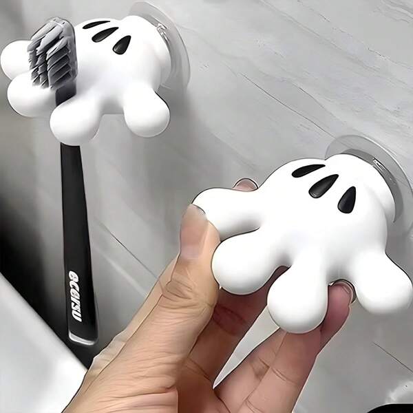 Disney 1/2pcs Cute Disney Mickey Mouse Shaped Multi-Functional Hook, No Drill Suction Cup Wall Hanger, For Hanging Cord, Towel, Loofah, Suitable For Bathroom, Vanity, Kitchen, Gifts For Friends And Family Back To School