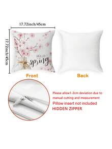 4pcs Contemporary Floral Velvet Throw Pillow Covers, Soft Cosy, One Sided Printing, Pink White, Polyester 100%, Machine Washable, Zipper Closure, For Summer Living Room, Bedroom, Sofa, Bed Decor - Pink - View 2