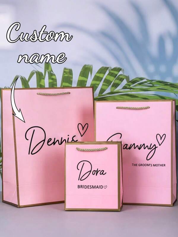 1pc Customized Personalized Bridesmaid Gift Bag, Wedding Bride Bachelorette Party Gift Bag, Birthday Present Bag,Graphic Print