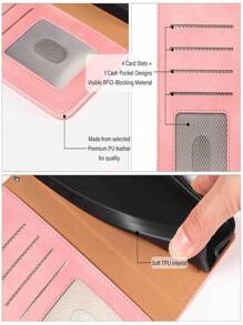 1 Stück PU Brieftaschen-Handyhülle mit Magnetverschluss kompatibel mit iPhone 14/14 Pro/14 Pro Max RFID-blockierend 4 Kartenfächer, Handgelenkschlaufe, stoßfest, schützende Ständer-Soft-Leder-Folio-Flip-Handyhülle