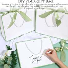 2 pezzi/12 pezzi Eleganti borse regalo con fiocchi e nastri - borse in carta bianca di grande capacità, adatte per Ognissanti, Ringraziamento, Natale, Capodanno, matrimonio, compleanno, borse di shopping di colore solido semplice, piccole imprese, festa per la doccia nuziale, festa di benvenuto a casa, forniture per feste di vacanza