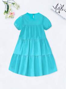 Seven Princess 1 pièce Robe à manches courtes style coréen décontracté confortable avec col rond, convient pour l'été, les vacances ou les sorties