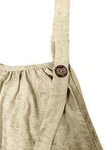 休闲度假通勤日常百搭纽扣口袋设计简约吊带阔腿连体裤女 - 彩色 - 查看 6