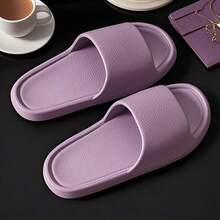 Minimalist Leather INS Style Lightweight, Comfortable And Soft EVA Slippers For Home, Bathroom, Outdoor And As Guest Slippers. Soft, Lightweight And Slip-On Design, Suitable For Outdoor Shopping And Beach Wear. Unisex Classic Solid Color Slippers (Recommend Sizing Up For Wide Feet Users) - View 4