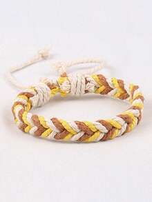 1 pieza Brazalete de pareja de cordón de cera, tejido a mano, estilo estudiantil minimalista casual y retro, apropiado para uso diario, regalo para amigos y familiares - Multicolor - Ver 3