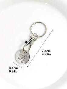 1pc Supermarket Trolley Coin Keychain, Lobster Clasp Metal Coin, Creative Logo Design - Multicolor - View 7