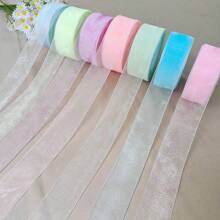 1 Roll 4cm Wide 45m Length Luxury Tulle Ribbon Bowknot Organza Fabric Flowers Gift Wrapping Sewing Accessories, For Birthday Party, Bridal Wedding, Holiday Gift, Rainbow Sheer Organza Ribbon, Width 1.57 Inch, Length 45m, Multi-Color, Suitable For DIY Rose, Fresh Flower Gifts Packaging, Wedding Party Bows, Applicable For Bouquets, Hair Accessories, Christmas And Easter Party Decoration, Valentine's Day Gift Wrapping, Bohemian Style, Wedding Ceremony Venue Decor, Bridal Shower