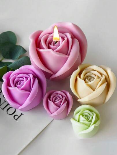 1 件 3D 大玫瑰硅胶蜡烛模具 | 浪漫粉色设计，适用于蜡/树脂/石膏工艺品，适合情人节/母亲节礼物、护士节装饰和家居饰品