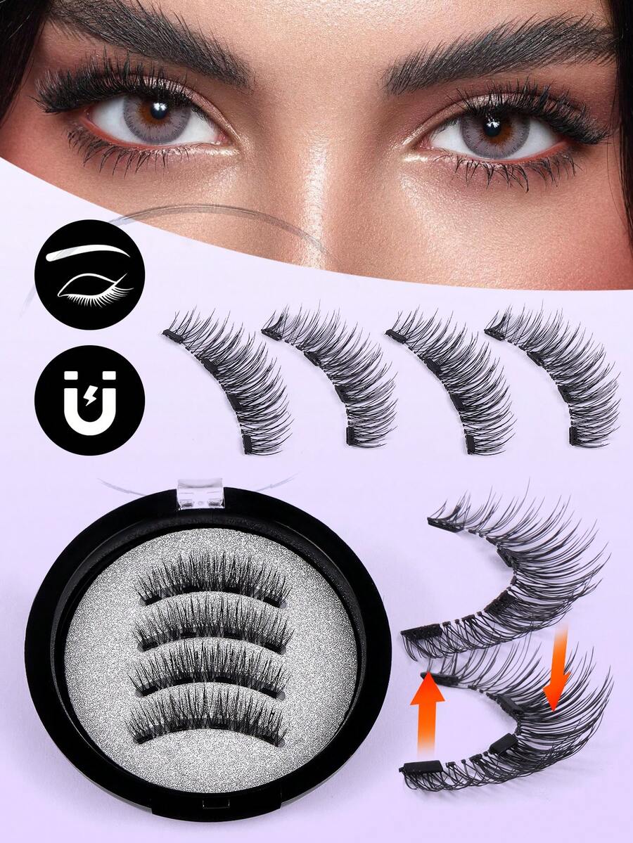 MAGEFY 1 对 CC 卷翘睫毛，自然外观，无需胶水磁性睫毛磁性睫毛套装，易于佩戴和取下，自然外观，3D 自然漫画睫毛蓬松纤细柔软睫毛假睫毛假睫毛条