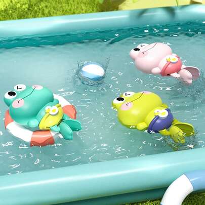 1 paquete de juguetes de baño de ranas lindas para nadar para niños, juguetes de agua para bañera, juguetes a cuerda flotantes para niños y niñas, juguetes de piscina para los niños