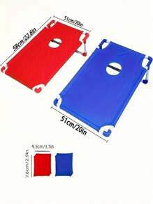 1 Set Portable Red & Blue Cornhole Game Set, Foldable , Tossing Beanbag Game For Beach, Outdoor Gatherings, Camping, Suitable For Christmas, Easter, Thanksgiving And Graduation - Includes 6 Beanbags