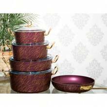 OMS 9PC GRANITE COOKWARE SET PURPLE- Sturdy Aluminium Handles - Default - View 3