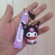 Sanrio 1pc Sanrio Kuromi Silicone Keychain Pendant, Cartoon Cute Bag Keychain Pendant Small Gift,
