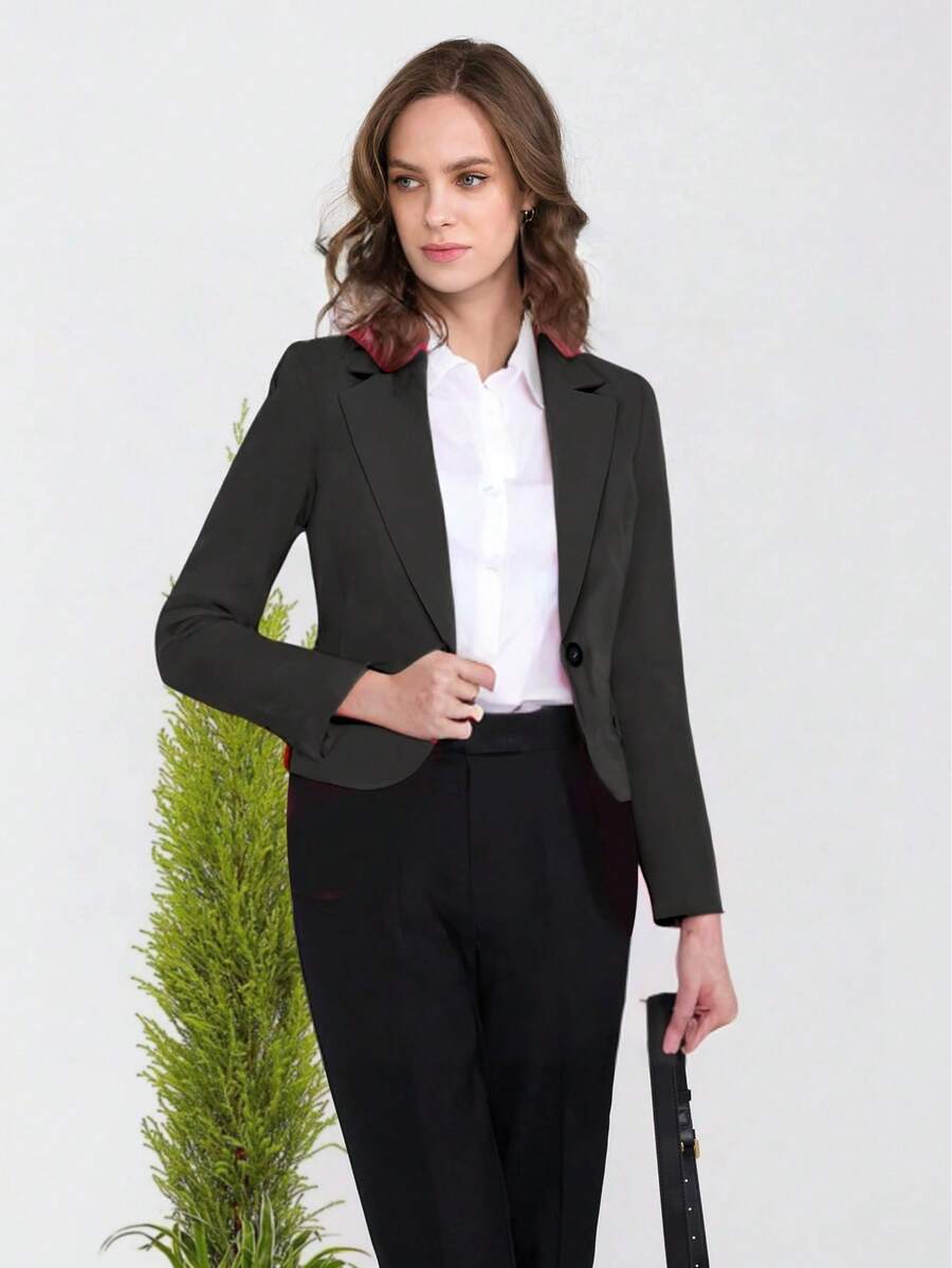 SACO CORTO DE UN BOTÓN - Negro - Ver 1