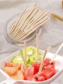 400/200/100/50/25pcs Natural Bamboo Fruit Skewers, Transparent Home Use Small Snack Cake Dessert Fork, Appetizer & Dessert Forks, Suitable For Parties, Gatherings, Picnics, Weddings, Businesses. Quantity Can Be Customized.,School Supplies - Beige - View 7