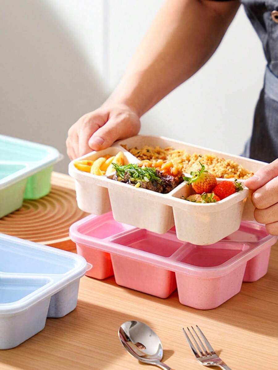 1pc/2pcs/4pcs Bento Lunch Box, 4 Compartment Meal Prep Container, Reusable Food Storage Containers - Stackable, Suitable For Office, Work And Travel, Fit For Back-To-School, Students Carry-On Breakfast, Lunch, Dinner, Camping, Picnics,School Supplies