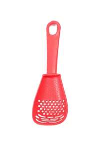 Cuchara multiusos para cocina, que sirve para moler, triturar y escurrir, además de rallar jengibre y ajo, batir huevos, separar proteínas, aplastar patatas y ser una espátula para freír