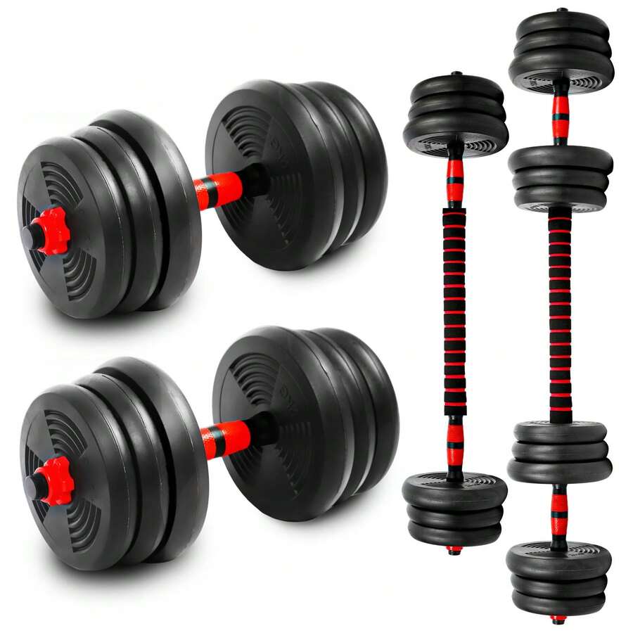 Adjustable Dumbbells Set, Upgrade 44LBS Free Weight Set With Connecting Rod, 3 In 1 Dumbbell Set Used As Dumbbells, Barbell, Push Up Stand, Fitness Exercise For Home Gym Suitble Men/Women - Black - View 1