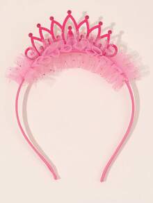 1 pieza/2 piezas Diadema con corona colorida, aro para el cabello de tul y perlas, accesorios elegantes para el cabello, adecuados como regalos para fiestas infantiles - banda para el cabello - Ver 12