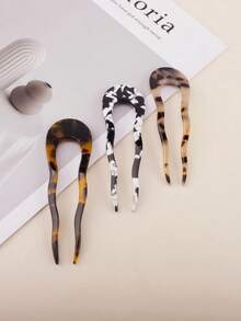 1pc/3pcs Hair Forks Hair Pins Sticks For Thick Long Hair, U Shaped Hair Pins For Buns, 4.5inch Large Wavy French Hair Pins, Tortoise Shell 2 Prong U-Shape Hairpins Hair Accessories For Women Girls French Bun Hair Tools For Girls Hair Accessories Summer Elegant Hair Accessories Holiday Accessories Wedding Accessories Hair Bun Maker Hair Styling Pins, School Stuff, Gift Sets, Hair Piece, Head Accessories - Multicolor - View 7