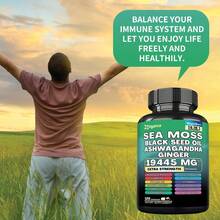 All-In-1 Sea Moss, Black Seed, Ashwagandha, And Ginger Supplement, 19, 445 Mg Extra Strength Immune Support Blend With Turmeric And Vitamin C - 120 Count - 120 viên nang - Xem 3