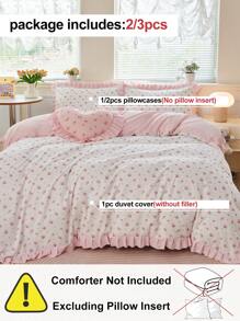 2/3 pièces Ensemble de housse de couette style romantique français, ensemble de housse de couette imprimé de roses charmantes, 1 pièce de couette avec 1/2 pièces de taies d'oreiller, doux et respirant, élégant et charmant couvre-lit décoratif pour chambre à coucher ou dortoir, convient parfaitement aux lits simples, doubles, queen et king