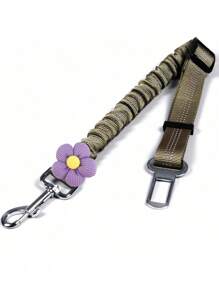 Floral Pet Safety Leash - Adjustable Dog Safety Tether Strap, Suitable For Large And Small Breeds, Compatible With Car Seatbelt Buckle