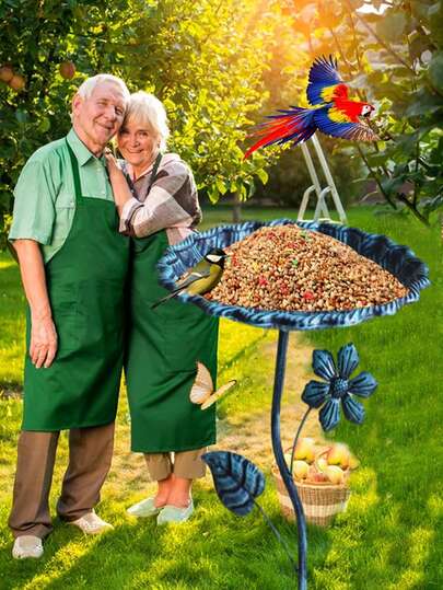 1pc Metal Bird Bath - Garden Decor Outdoor Wild Bird Feeder & Bathing Bowl With Stand, Weather Resistant For Yard, Patio, Garden Decoration And Bird Feeding/Bathing