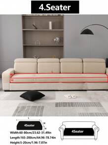 1 pieza Funda elástica para sofá, funda para cojín de asiento de sofá para todas las estaciones, a prueba de polvo, lavable a máquina, resistente a la decoloración, adecuada para sofás en forma de L y de 1/2/3/4 plazas, apta para mascotas, ajustable para dormitorio y sala de estar