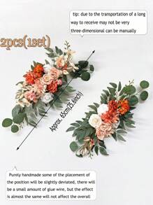 2pcs-Outdoor Wedding Arch Flowers, - Wedding Arch - Mr. & Mrs. - Artificial Dusty Roses Wedding Flowers For Wedding Welcome Sign Decorations And Wedding Ceremony Reception - Outdoor Arch Garland (Multiple Styles)