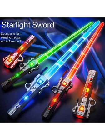 1 pieza Espada laser (baterías no incluidas), juguete aleatorio para niños, retráctil con iluminación intermitente para niños, juguete luminoso, inspirado en Espada luminosa (color aleatorio)