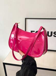 Solid Color Embossed Geometric Shoulder Bag With Zipper For Women, Fashion Retro Zipper Casual Waterproof Handbag For Teen Girls, Women, College Students, Suitable For Office, Work, Business, Commuting