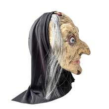 Tocado de anciana con cara arrugada realista, accesorio para fiesta de disfraces para adultos - Negro - Ver 5