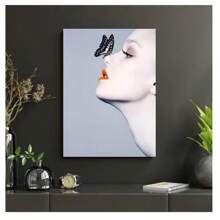 1 pieza Cartel de lienzo con imagen abstracta minimalista nórdica de Body de mujer con mariposa sin marco, adecuado para decorar la pared de la sala de estar, el dormitorio, el estudio, el bar, la cafetería y el hogar