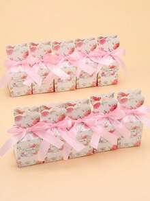 10 caixas de presente rosa e branca com fita, caixas de presente, caixas de embalagem