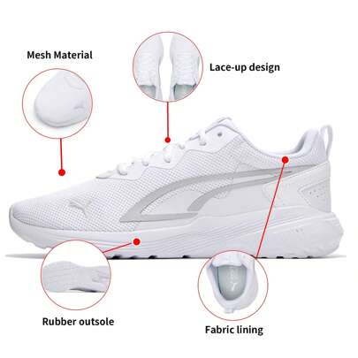 Puma Zapatos casuales cómodos de malla de suela baja de la serie básica de actividad todo el día, unisex 386269-02