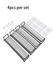 1 pièce/2 pièces/4 pièces Support à épices en fer robuste, emballé dans une boîte noire, support mural ou de porte d'armoire pour ranger herbes et épices, organiseur mural multifonctionnel pour la cuisine et la salle de bain